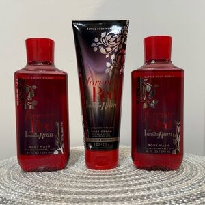 BBW Forever Red Body Wash and Body Cream Set of 3 NWT